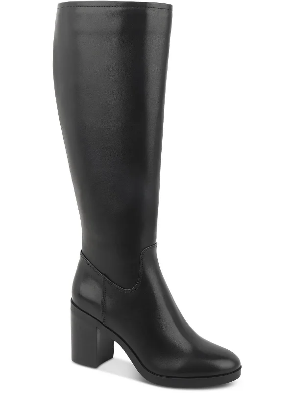 VERONICA Womens Leather Block heel Knee-High Boots