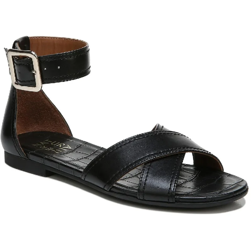 Sandals with non-slip heels-Naturalizer Womens Sausalito Criss-Cross Front Ankle Strap Flat Sandals