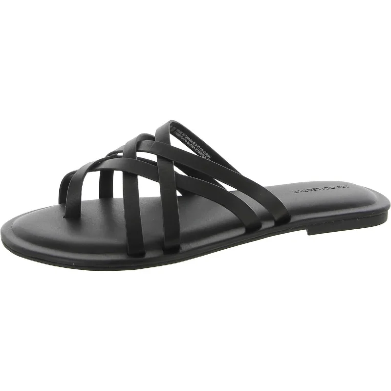 Sandals for chilled weekends-206 Collective Womens Solo Leather Thong Slide Sandals