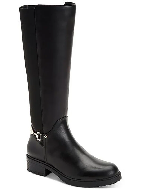 Barnibee Womens Faux Leather Riding Knee-High Boots