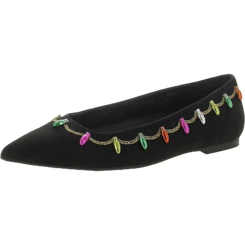 Flats with mesh style-Katy Perry Womens The Hollie Christmas Faux Suede Holiday Ballet Flats