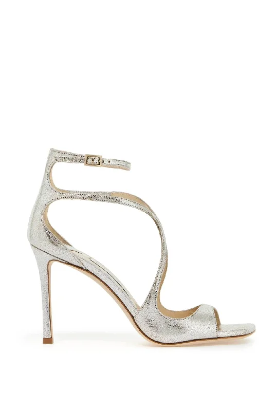 Sandals with delicate ankle ties-JIMMY CHOO 95 Elegant Laminated Leather Sandals