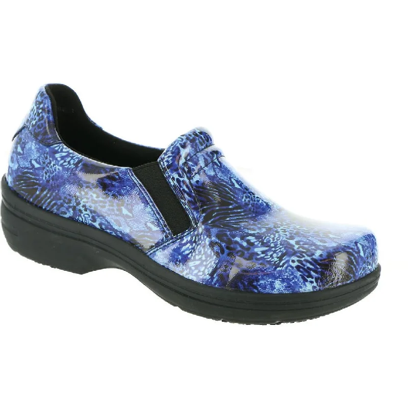 Flats for street fair-Easy Works by Easy Street Womens Bind Patent Leather Animal Print Clogs