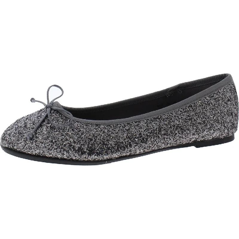 Flats for statement piece-Feversole Womens Metallic Glitter Ballet Flats