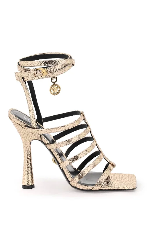 Sandals for casual summer nights-VERSACE Luxurious Snake-Effect Sandals for the Fashion-Forward Woman