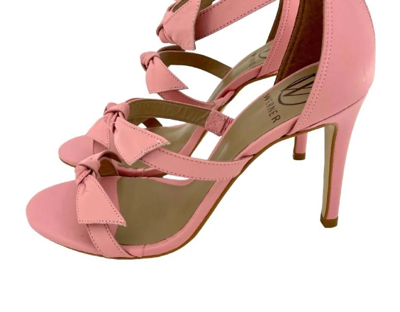 Women's Bow Strappy Stiletto Heels In Pink