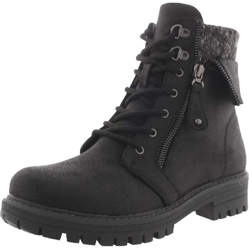 Mandy Womens Lace-Up Lugged Sole Combat & Lace-up Boots