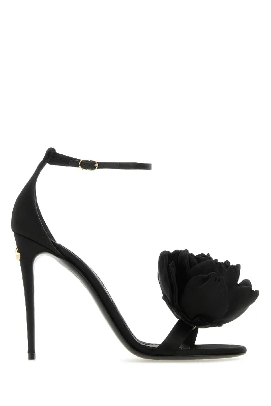 Sandals for luxury summer trips-DOLCE & GABBANA Satin Keira Sandals with 10.5 cm Heel for Women