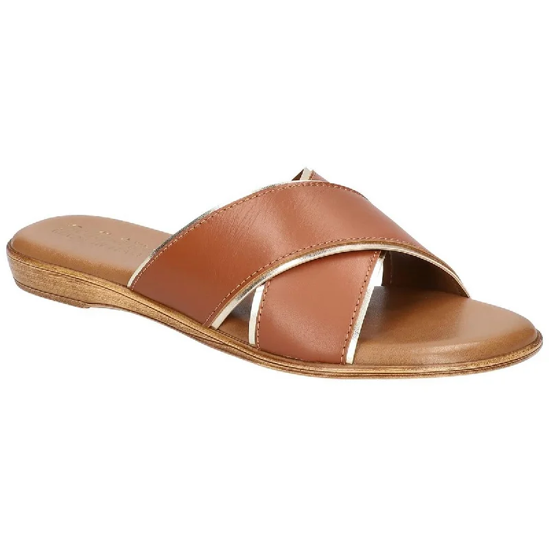 Sandals for everyday outings-Bella Vita Womens Tab-Italy Leather Open Toe Slide Sandals