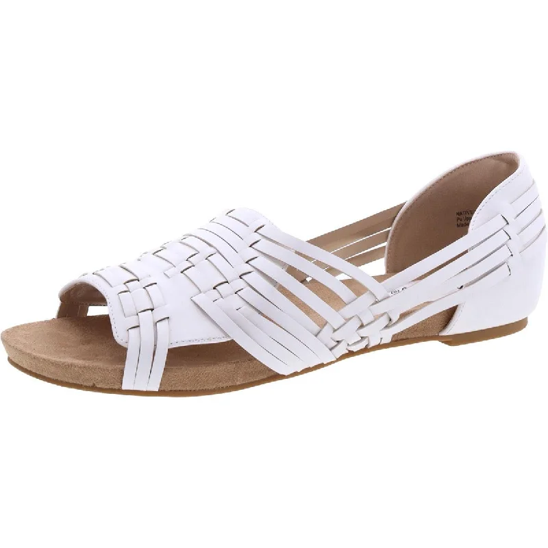 Sandals for poolside relaxation-Bellini Womens Native Faux Leather Peep-Toe Huarache Sandals