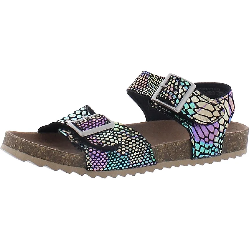 Sandals for summer dinners-Arizona Jeans Co.  Girls Nora Metallic Cork Footbed Sandals