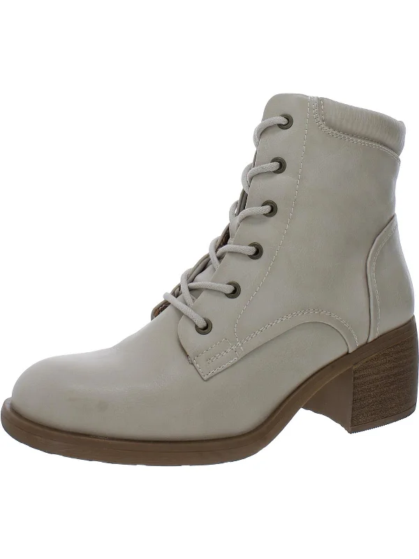 Allister Womens Faux Leather Casual Combat & Lace-Up Boots