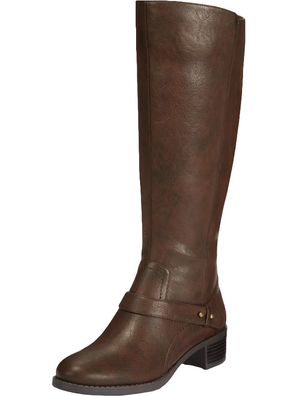 Jewel Womens Faux Leather Knee-High Riding Boots