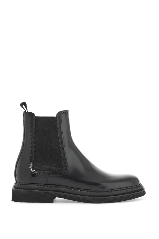 What are neat ankle boots-boots for yearly wear-Dolce & Gabbana Men's Brushed Leather Chelsea Ankle Boots