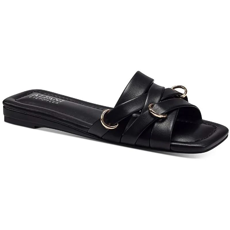 Sandals for poolside relaxation-Alfani Womens IVY Faux Leather Open Toe Flatform Sandals