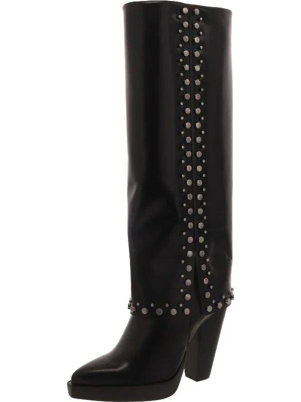 Neltenni2 Womens Leather Pointed Toe Knee-High Boots