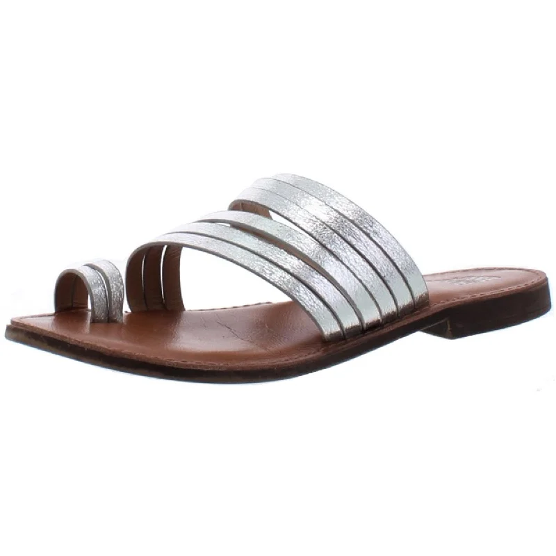 Sandals for warm weather comfort-JANE AND THE SHOE Womens Zahra Faux Leather Toe Loop Flat Sandals