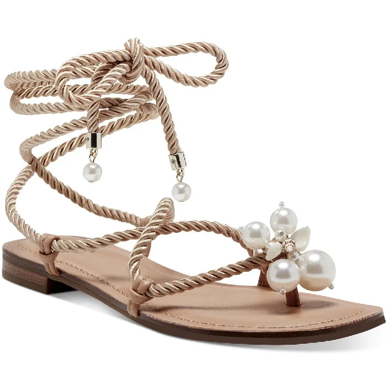 Sandals with chic leather weaves-INC Womens Jerzi Rope Embellished Flat Sandals