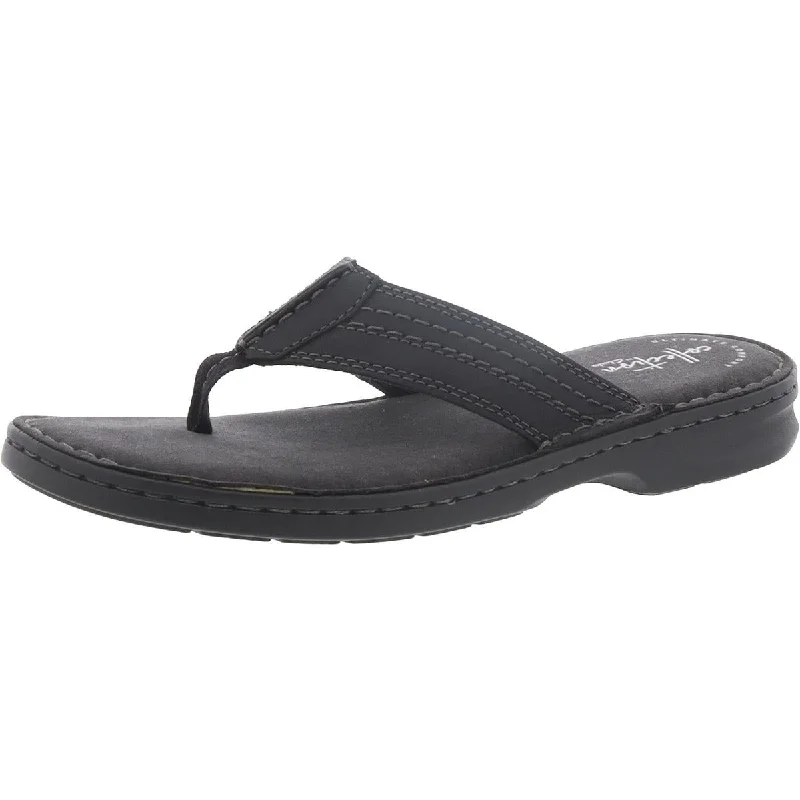 Sandals with stylish block heels-Clarks Mens Malone Bay Leather Slip On Thong Sandals