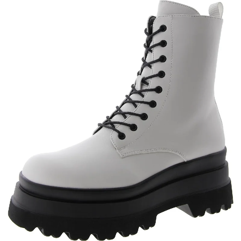 Luka Womens Leather Plaform Combat & Lace-Up Boots