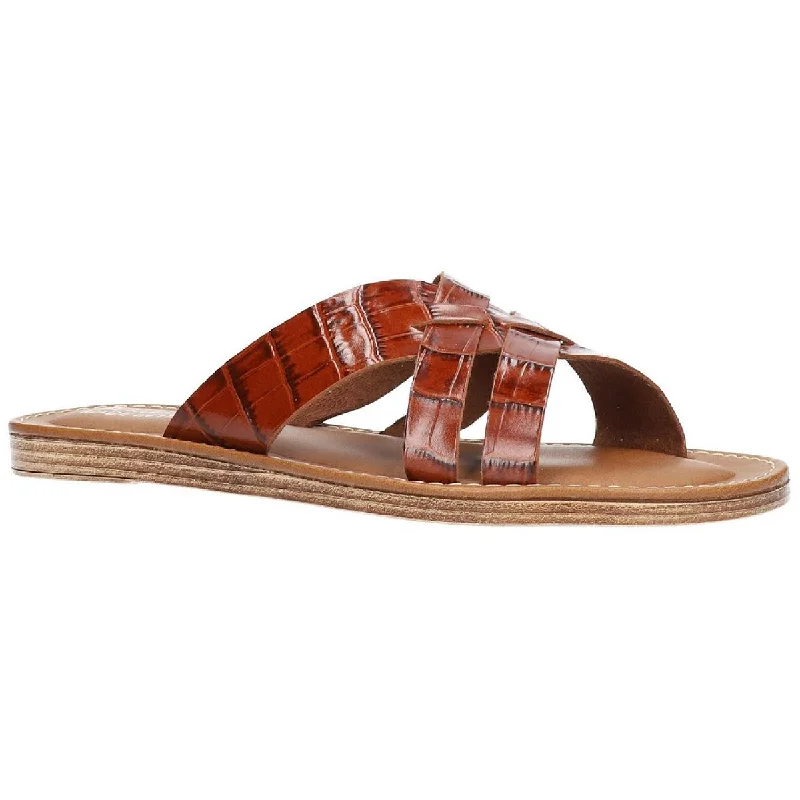 Sandals with reinforced straps-Bella Vita Womens Kin-Italy Leather Croc Print Slide Sandals