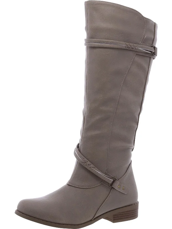 Womens Zip Up Platform Knee-High Boots