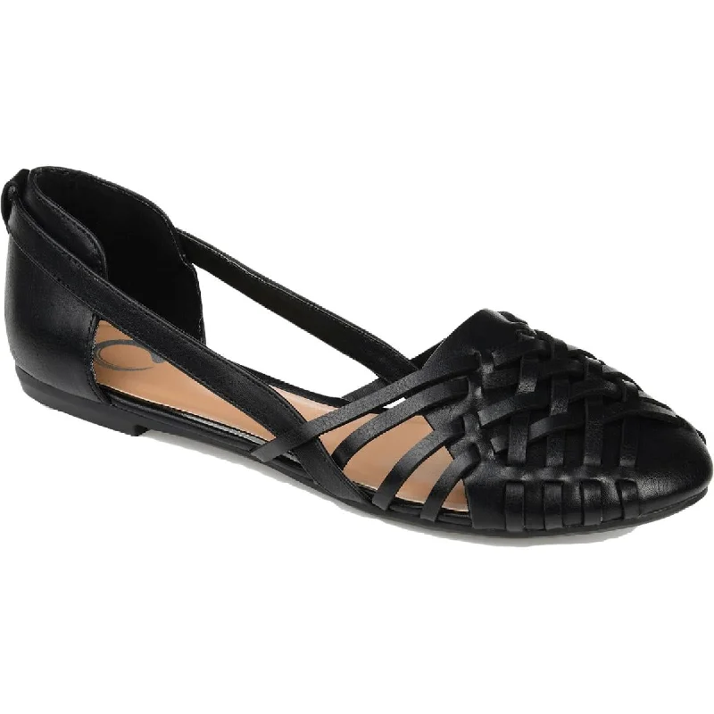 Flats with rubber sole-Journee Collection Womens Ekko Faux Leather Slip On Huarache