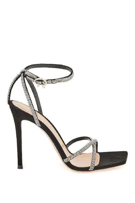 Sandals with airy fabric-GIANVITO ROSSI Chic Suede Mini Sandals for Women