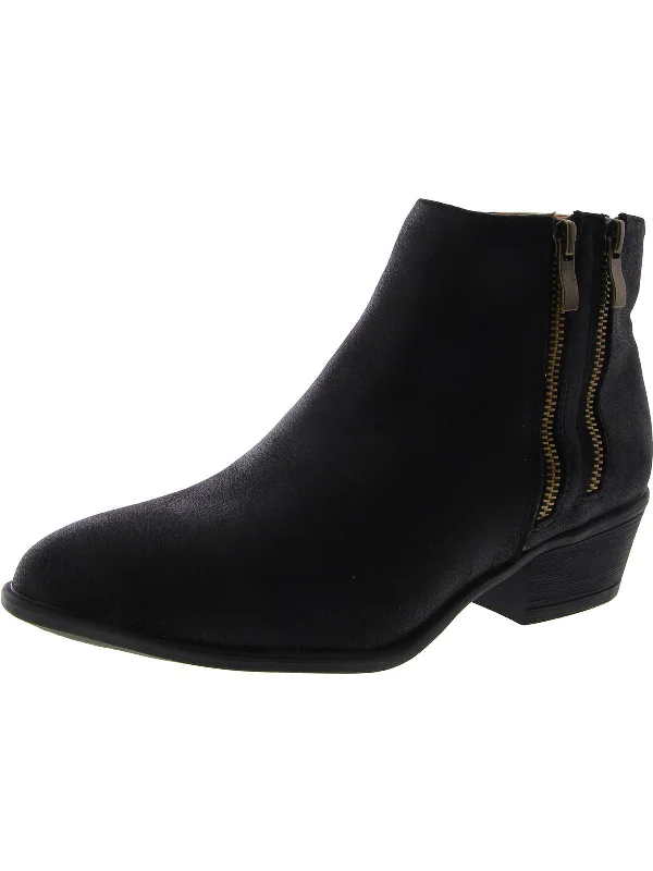 What are designer ankle boots-boots for rural roads-Womens Faux Suede Block Heel Ankle Boots