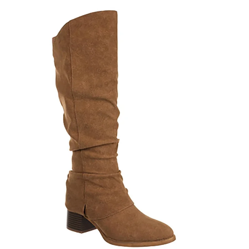 Delilah Womens Faux Suede Wide Calf Knee-High Boots