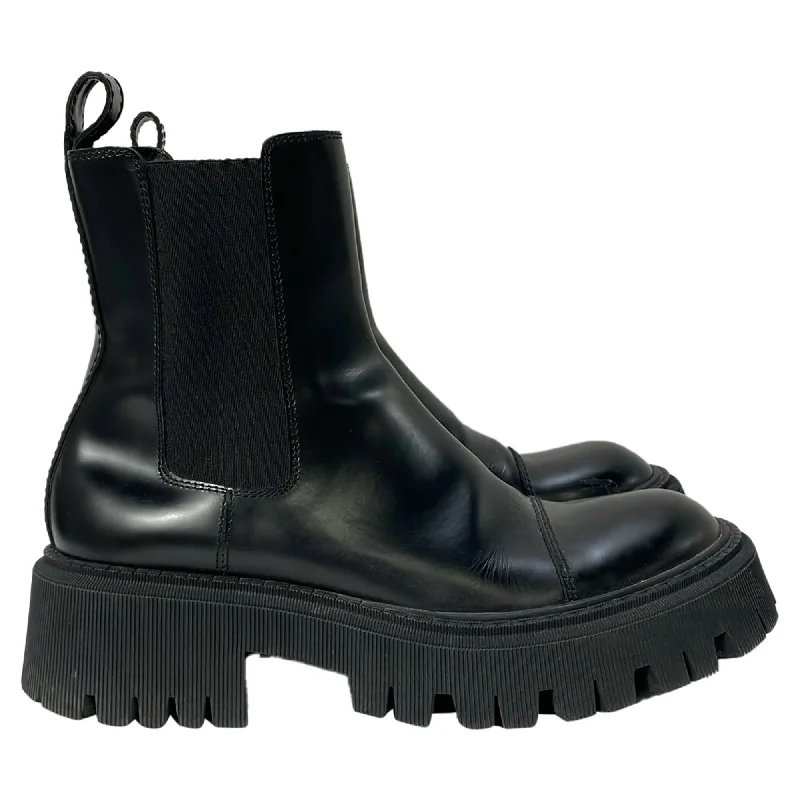 Balenciaga Tractor 20mm Boots in Black Smooth Calfskin Leather