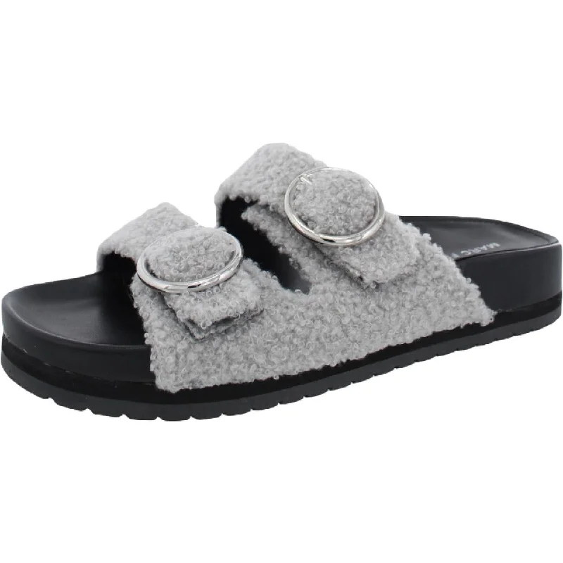 Sandals with lightweight construction-Marc Fisher Womens Keena 2 Faux Fur Textured Flatform Sandals