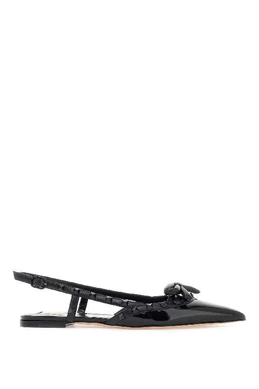 Flats with soft feel-VALENTINO GARAVANI Rockstud Bow Slingback Flats