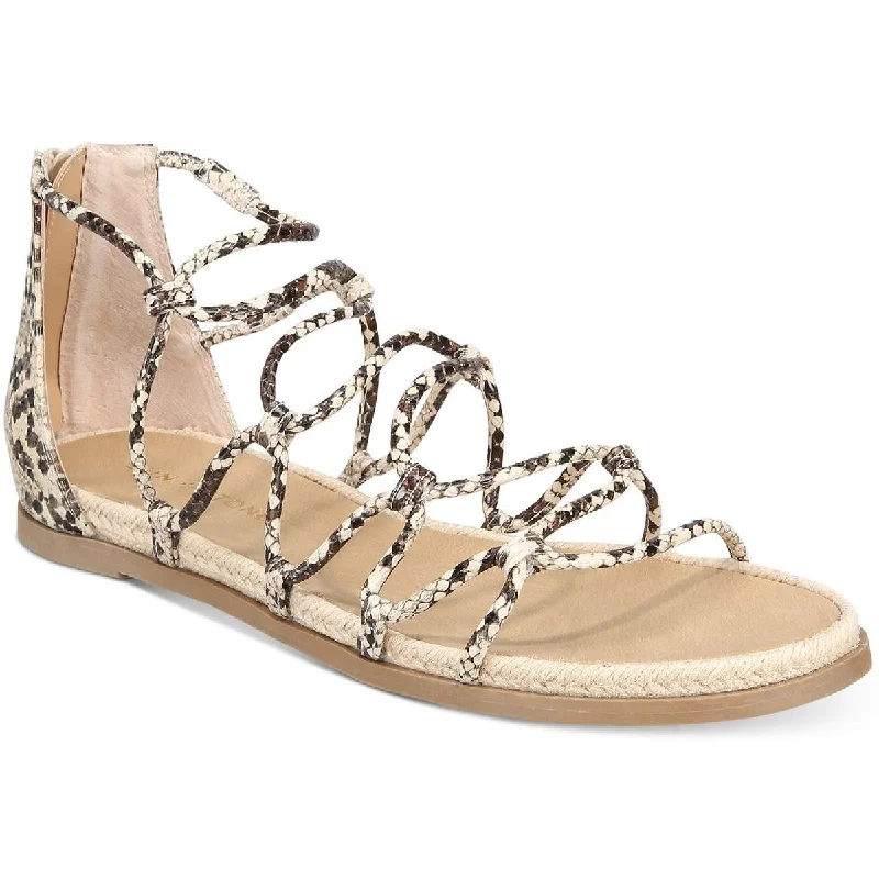 Sandals with cozy footbeds-Sun + Stone Womens Olivia Faux Leather Espadrille Gladiator Sandals