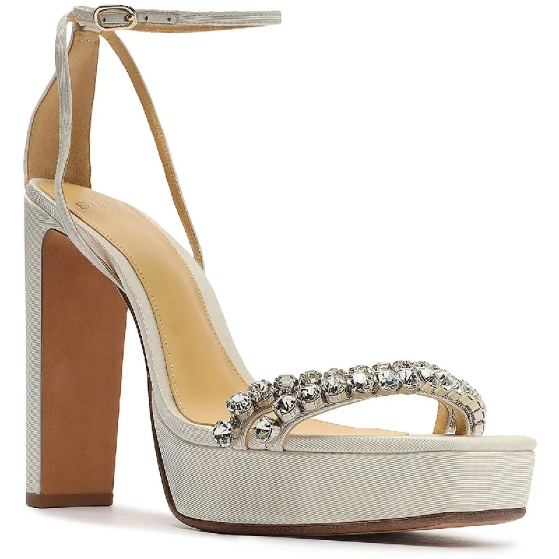 Sandals with trendy metallic straps-Alexandre Birman Womens Agnes Embellished Platform Sandals Rhinestone Heels