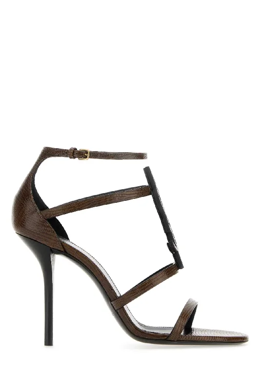 Sandals with lightweight straps-SAINT LAURENT Cassandra Leather Sandals with 10 cm Heel Height