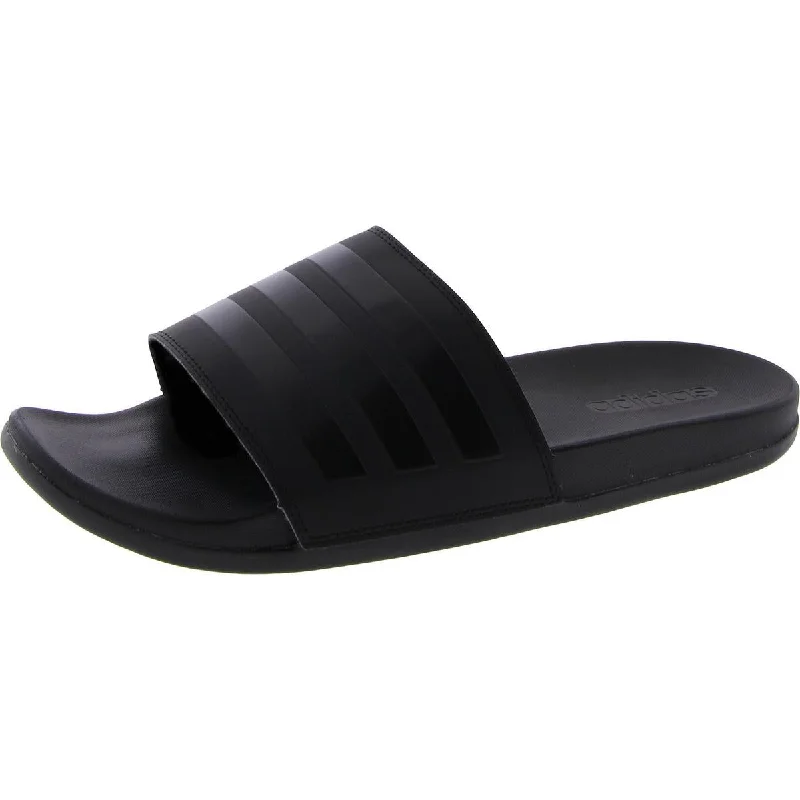 Sandals for outdoor relaxation-Adidas Mens Slip On Open Toe Slide Sandals