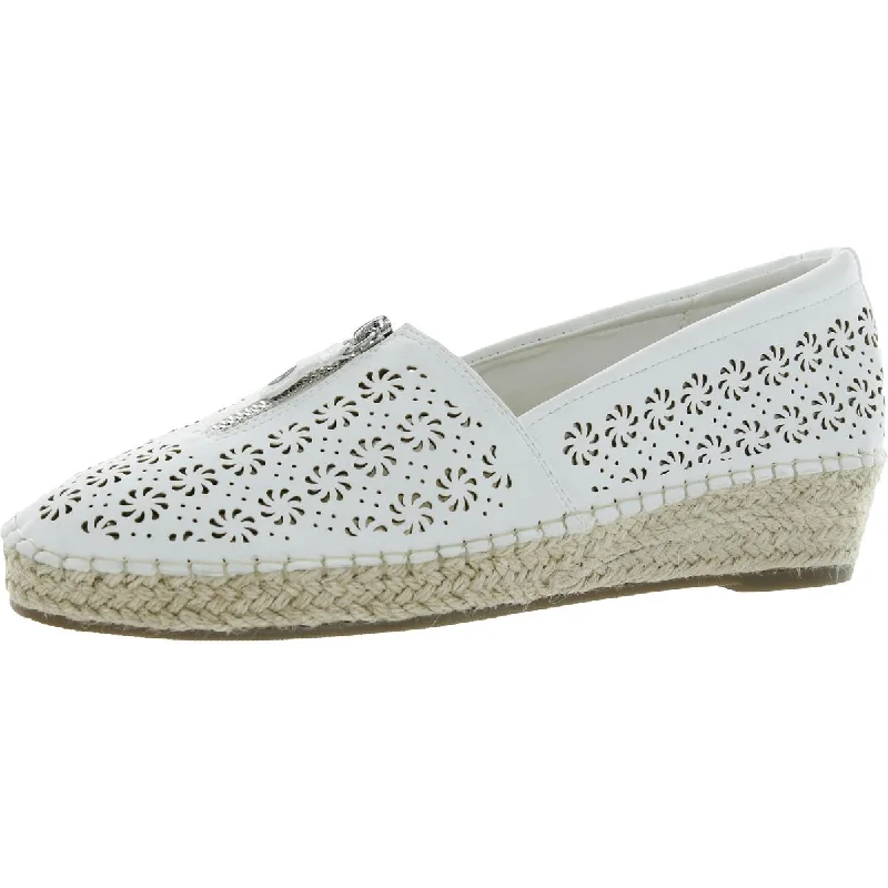 Flats with soft feel-Easy Street Womens Zenon Faux Leather Perforated Espadrilles