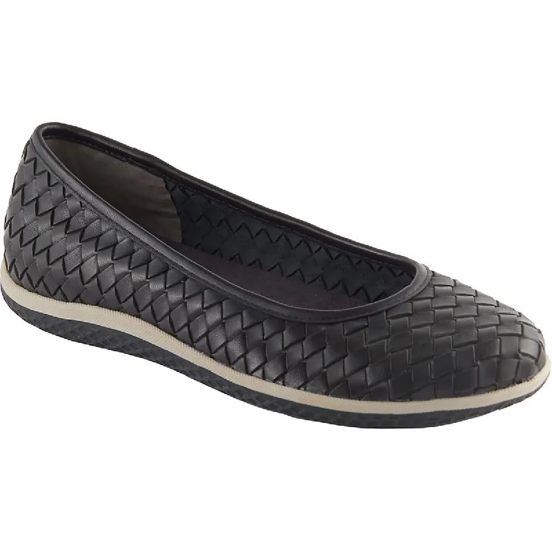 Flats for yacht party-David Tate Womens Dazzle Leather Woven Ballet Flats