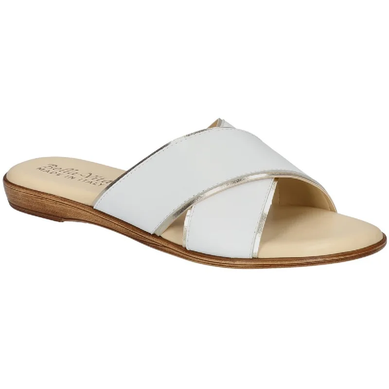 Sandals with reinforced toes-Bella Vita Womens Tab-Italy Leather Slide Sandals