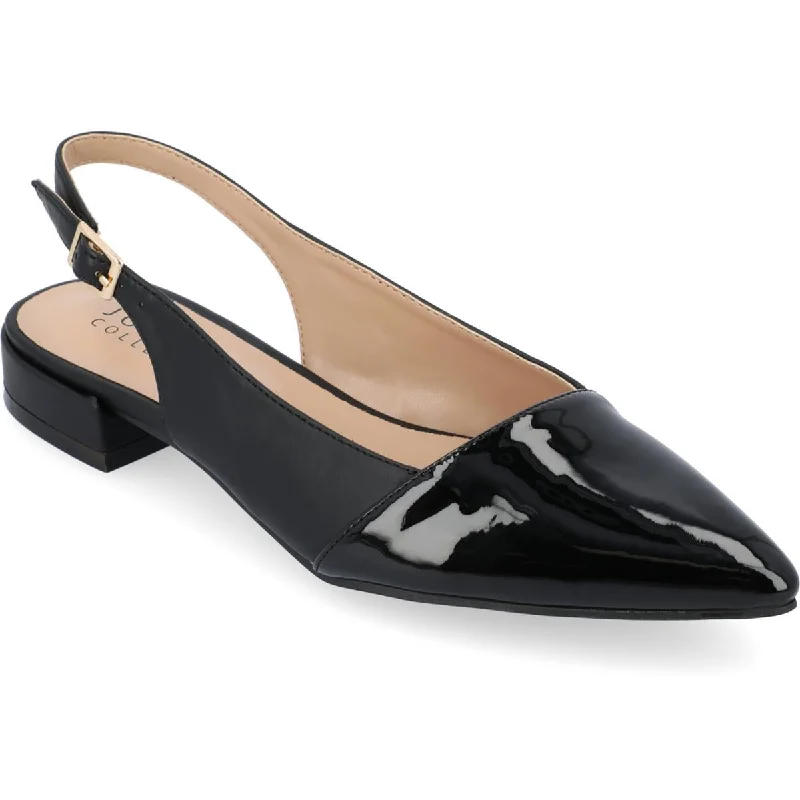 Flats for outdoor concert-Journee Collection Womens Bertie Patent Slip On Slingbacks