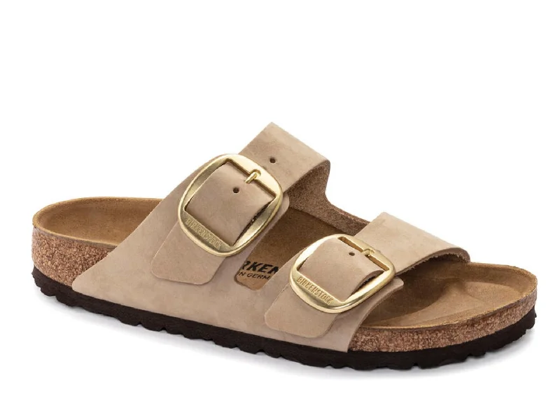 Sandals with breathable mesh-Birkenstock: Arizona Big Buckle Sandcastle