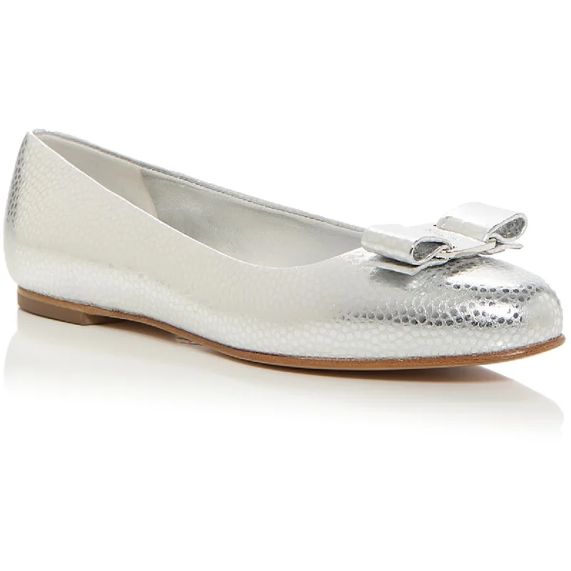 Flats for slow fashion-Ferragamo Womens Varina Leather Slip On Ballet Flats