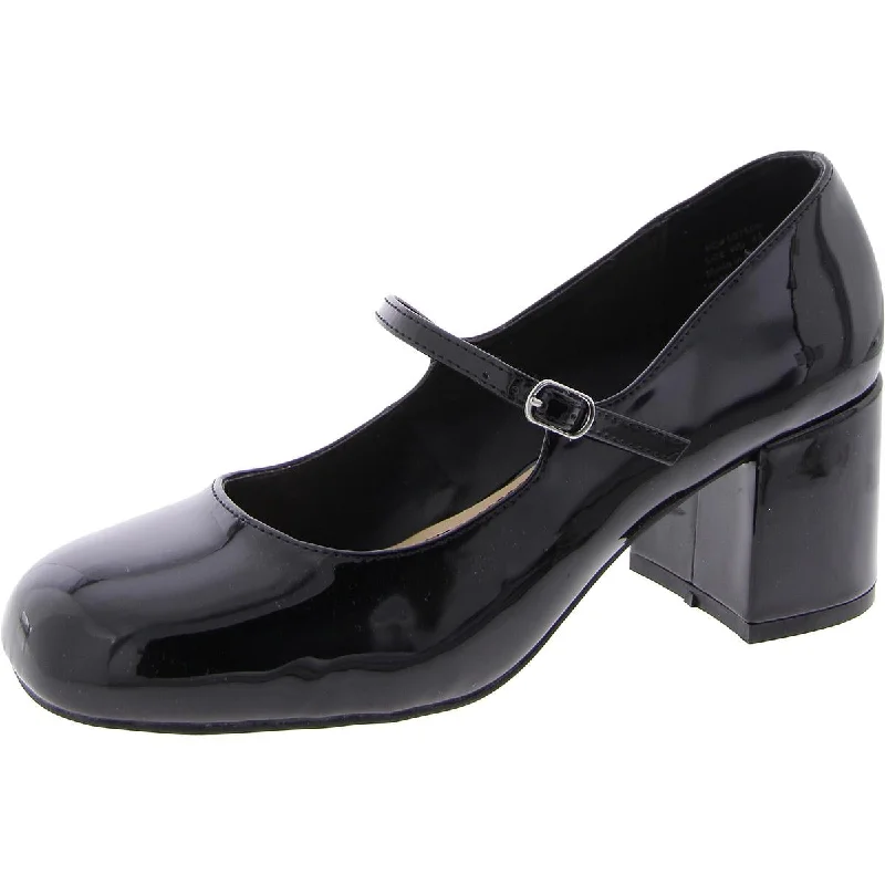 Flats with strap feel-Journee Collection Womens Patent Round toe Mary Janes