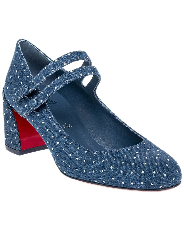 Christian Louboutin Miss Jane Plum Denim & Leather Pump