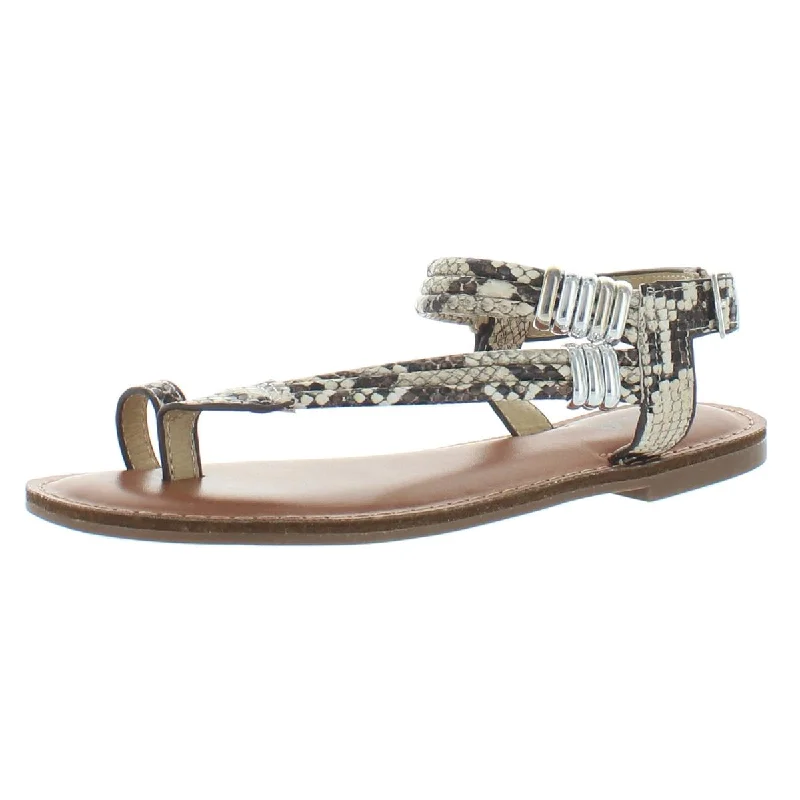 Sandals with plush cushions-Mia Womens Julianne Faux Leather Snake Print Slingback Sandals