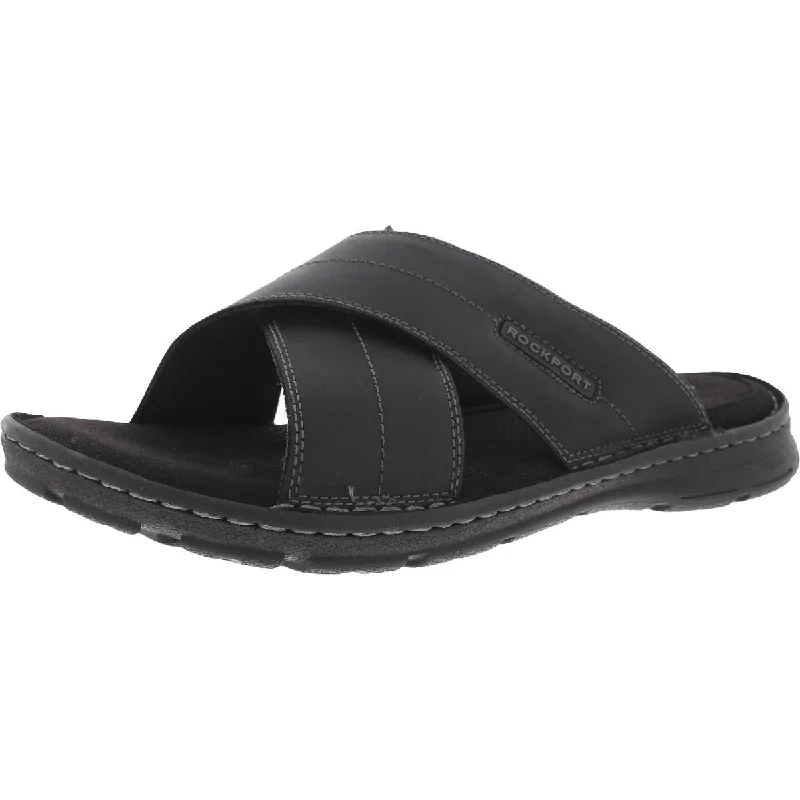 Sandals for casual summer vibes-Rockport Mens Darwyn Xband  Leather Slip On Slide Sandals