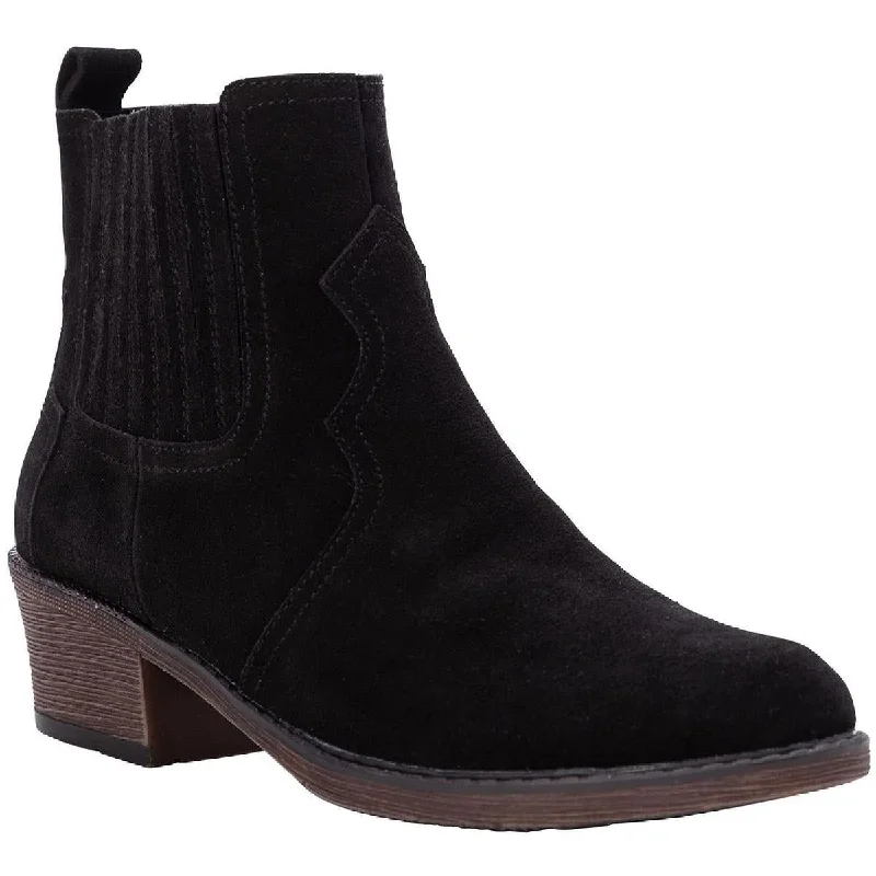 How to fix loose-fitting ankle boots-boots for park hikes-Reese Womens Suede Block Heel Ankle Boots