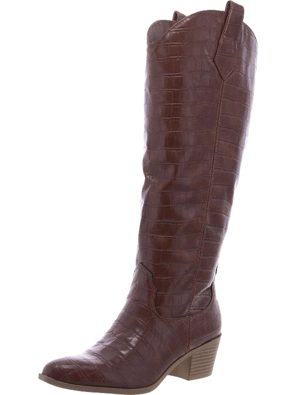 Dollyy Womens Embossed Man Made Cowboy, Western Boots