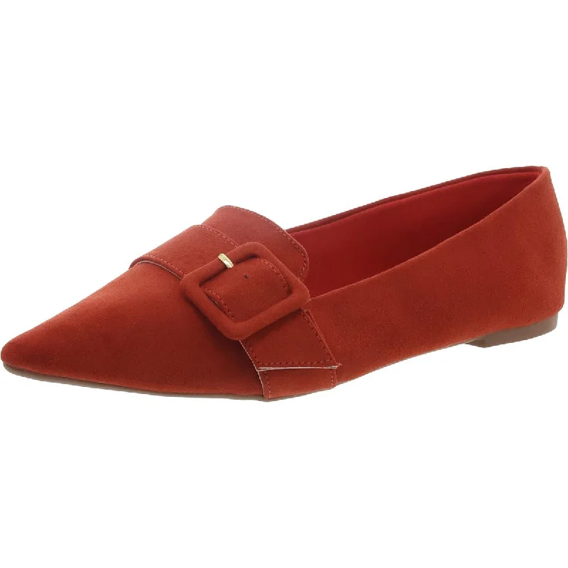 Flats with canvas design-Journee Collection Womens Suede Buckle Ballet Flats